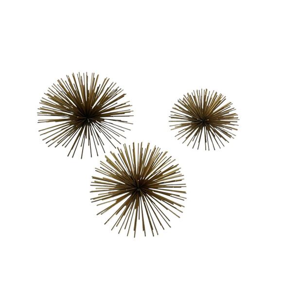 MCM Vintage Atomic Starburst Gold Tone Metal Wall Hanging Lot Set of 3 - Picture 1 of 12